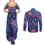 Personalised Bulldogs NAIDOC Week 2024 Couples Matching Summer Maxi Dress and Long Sleeve Button Shirt Aussie Aboriginal Art