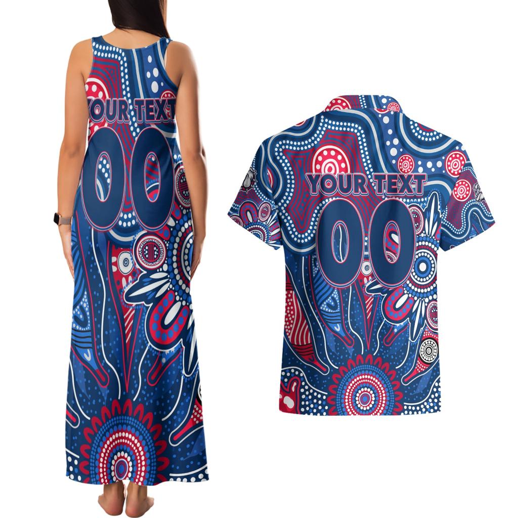 Personalised Bulldogs NAIDOC Week 2024 Couples Matching Tank Maxi Dress and Hawaiian Shirt Aussie Aboriginal Art