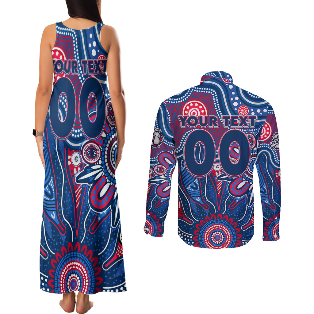 Personalised Bulldogs NAIDOC Week 2024 Couples Matching Tank Maxi Dress and Long Sleeve Button Shirt Aussie Aboriginal Art