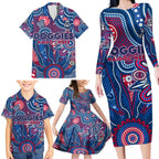 Personalised Bulldogs NAIDOC Week 2024 Family Matching Long Sleeve Bodycon Dress and Hawaiian Shirt Aussie Aboriginal Art