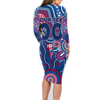 Personalised Bulldogs NAIDOC Week 2024 Family Matching Long Sleeve Bodycon Dress and Hawaiian Shirt Aussie Aboriginal Art