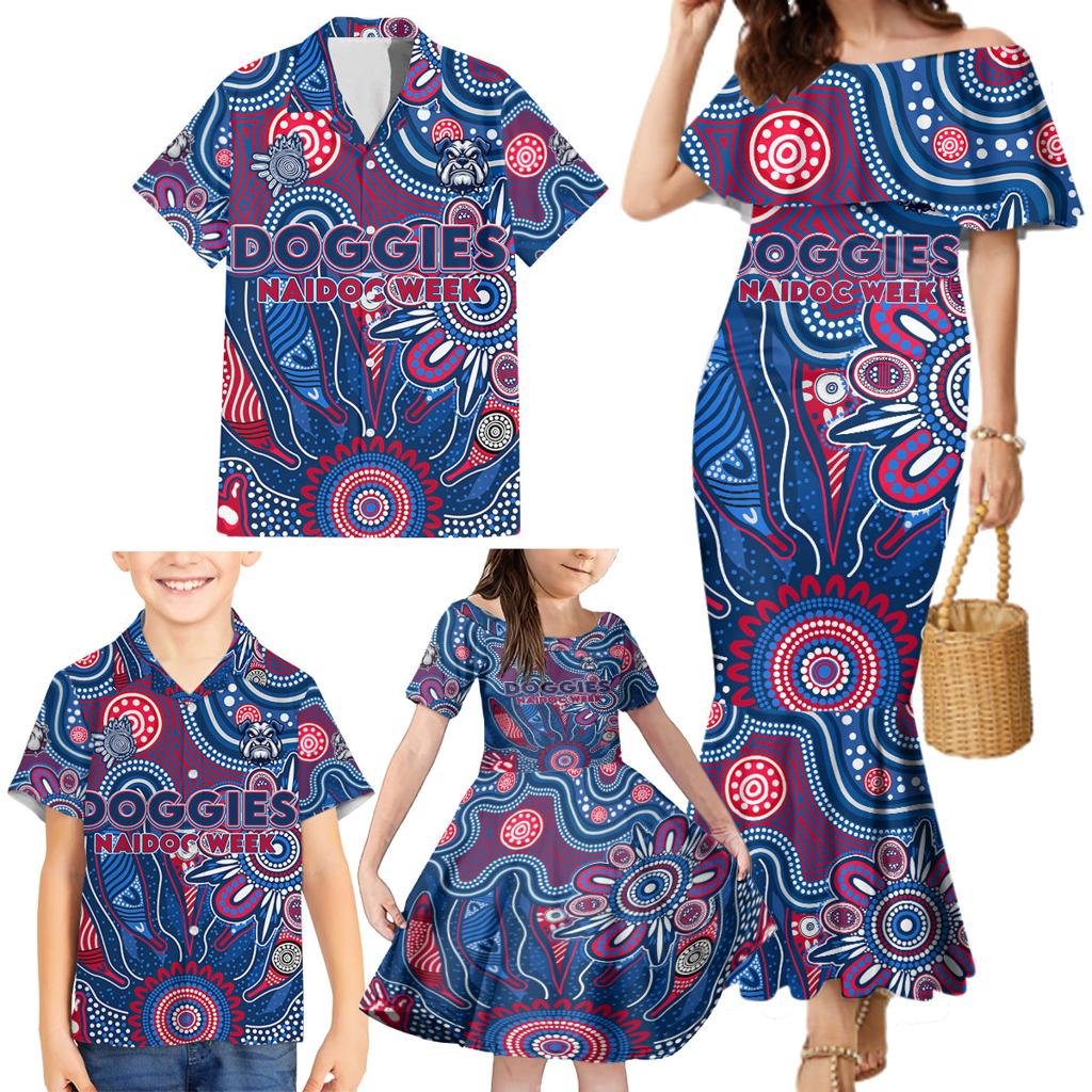 Personalised Bulldogs NAIDOC Week 2024 Family Matching Mermaid Dress and Hawaiian Shirt Aussie Aboriginal Art