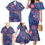 Personalised Bulldogs NAIDOC Week 2024 Family Matching Mermaid Dress and Hawaiian Shirt Aussie Aboriginal Art