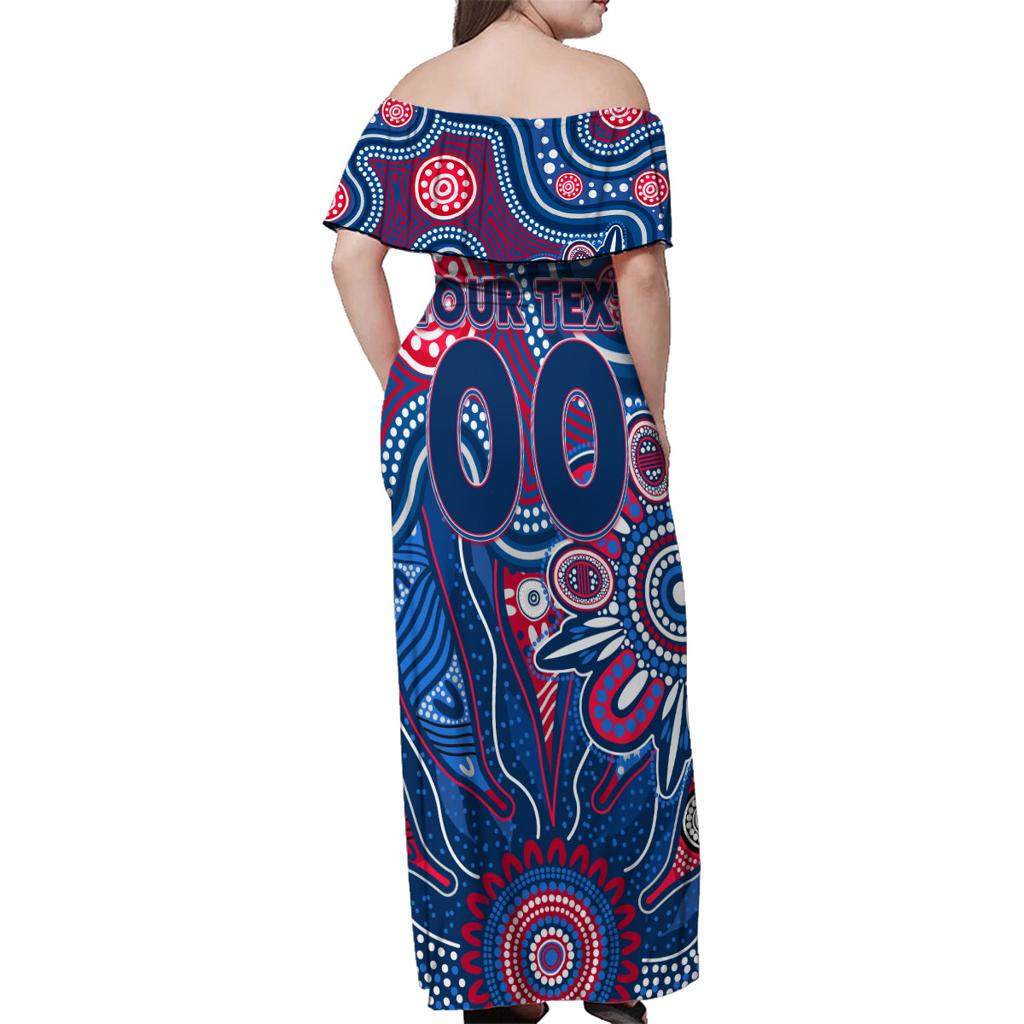 Personalised Bulldogs NAIDOC Week 2024 Family Matching Off Shoulder Maxi Dress and Hawaiian Shirt Aussie Aboriginal Art