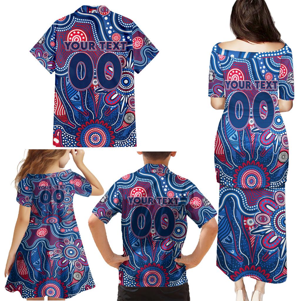 Personalised Bulldogs NAIDOC Week 2024 Family Matching Puletasi and Hawaiian Shirt Aussie Aboriginal Art