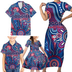 Personalised Bulldogs NAIDOC Week 2024 Family Matching Short Sleeve Bodycon Dress and Hawaiian Shirt Aussie Aboriginal Art