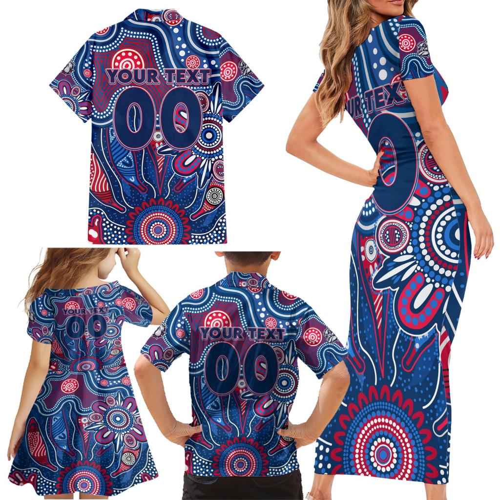 Personalised Bulldogs NAIDOC Week 2024 Family Matching Short Sleeve Bodycon Dress and Hawaiian Shirt Aussie Aboriginal Art