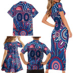 Personalised Bulldogs NAIDOC Week 2024 Family Matching Short Sleeve Bodycon Dress and Hawaiian Shirt Aussie Aboriginal Art