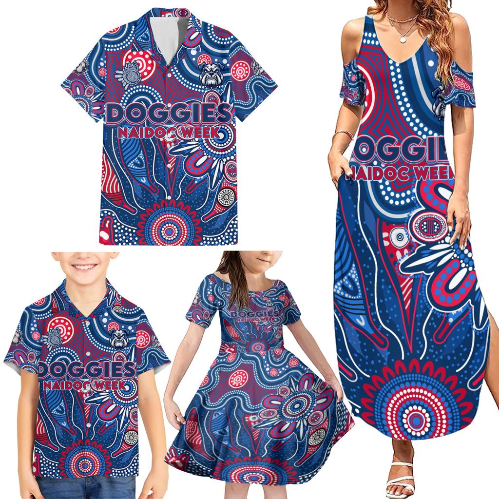 Personalised Bulldogs NAIDOC Week 2024 Family Matching Summer Maxi Dress and Hawaiian Shirt Aussie Aboriginal Art