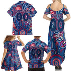 Personalised Bulldogs NAIDOC Week 2024 Family Matching Summer Maxi Dress and Hawaiian Shirt Aussie Aboriginal Art