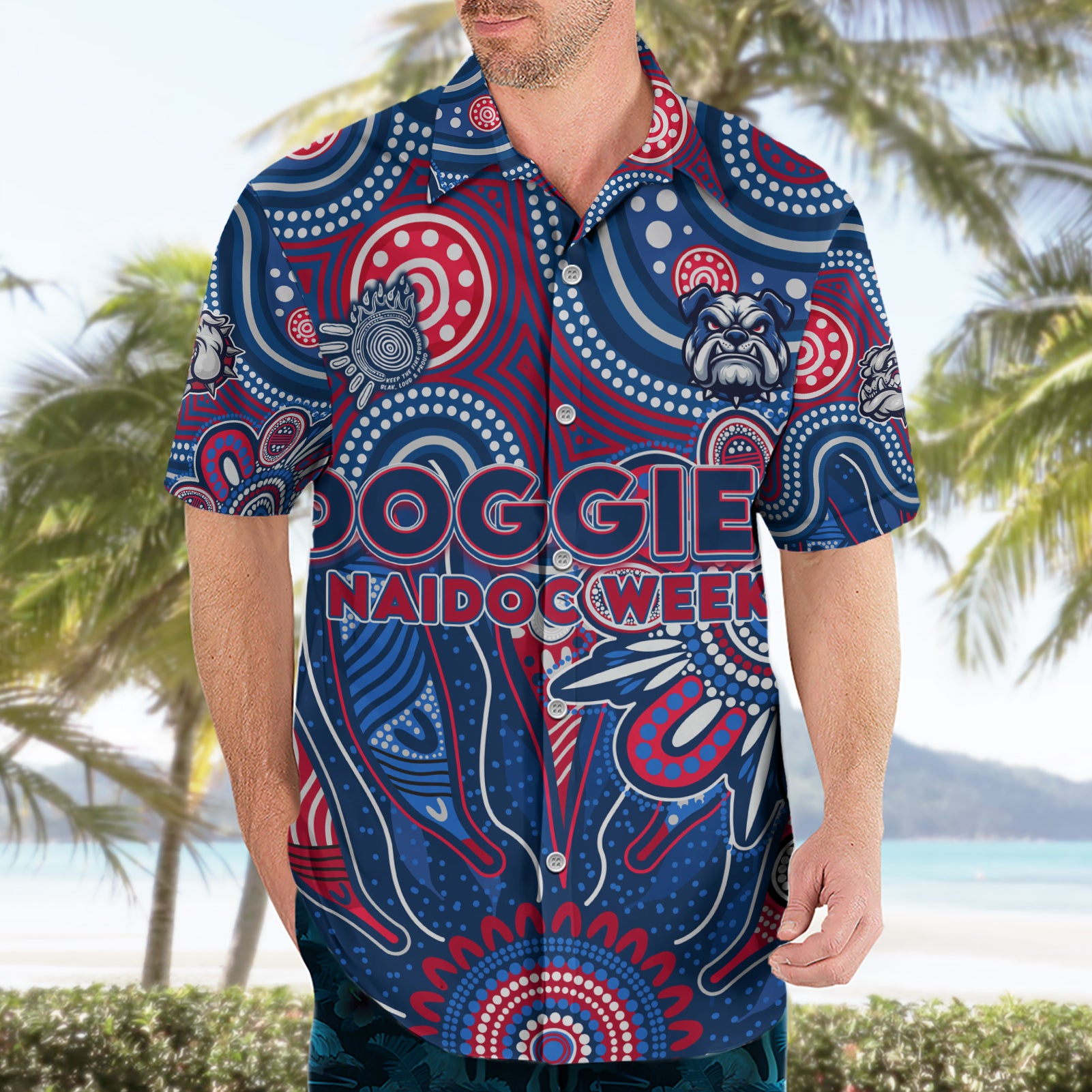Personalised Bulldogs NAIDOC Week 2024 Hawaiian Shirt Aussie Aboriginal Art