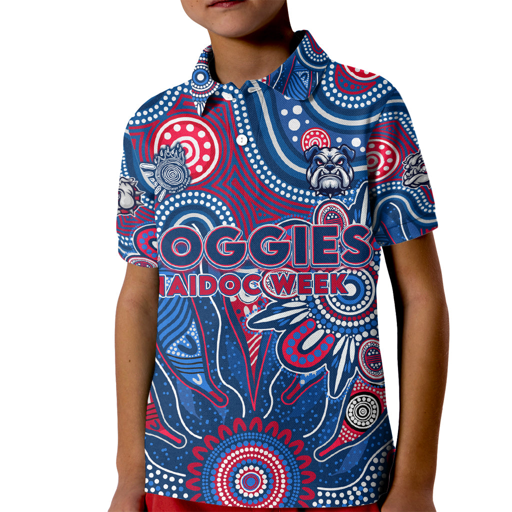 Personalised Bulldogs NAIDOC Week 2024 Kid Polo Shirt Aussie Aboriginal Art
