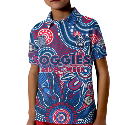 Personalised Bulldogs NAIDOC Week 2024 Kid Polo Shirt Aussie Aboriginal Art