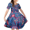 Personalised Bulldogs NAIDOC Week 2024 Kid Short Sleeve Dress Aussie Aboriginal Art