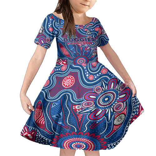 Personalised Bulldogs NAIDOC Week 2024 Kid Short Sleeve Dress Aussie Aboriginal Art