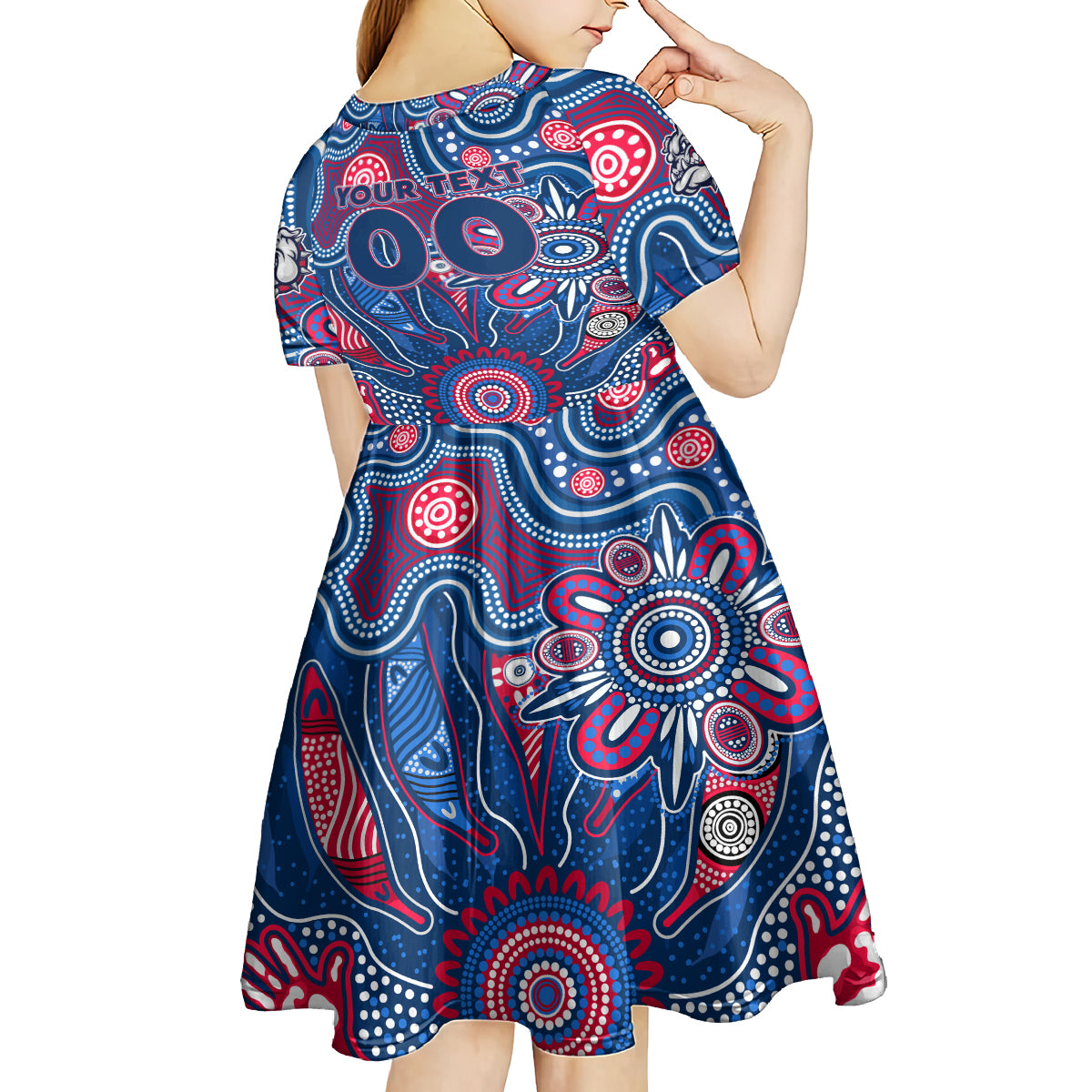 Personalised Bulldogs NAIDOC Week 2024 Kid Short Sleeve Dress Aussie Aboriginal Art