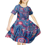 Personalised Bulldogs NAIDOC Week 2024 Kid Short Sleeve Dress Aussie Aboriginal Art