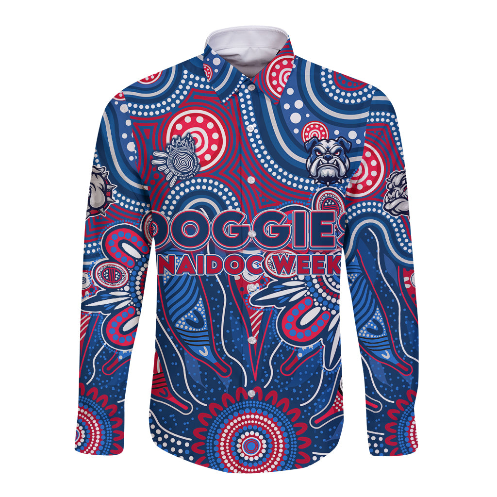 Personalised Bulldogs NAIDOC Week 2024 Long Sleeve Button Shirt Aussie Aboriginal Art