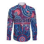 Personalised Bulldogs NAIDOC Week 2024 Long Sleeve Button Shirt Aussie Aboriginal Art
