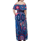 Personalised Bulldogs NAIDOC Week 2024 Off Shoulder Maxi Dress Aussie Aboriginal Art
