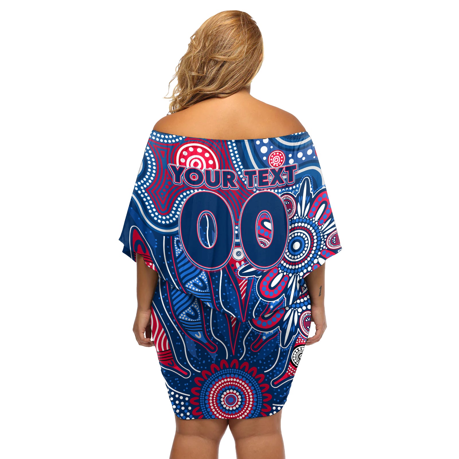 Personalised Bulldogs NAIDOC Week 2024 Off Shoulder Short Dress Aussie Aboriginal Art