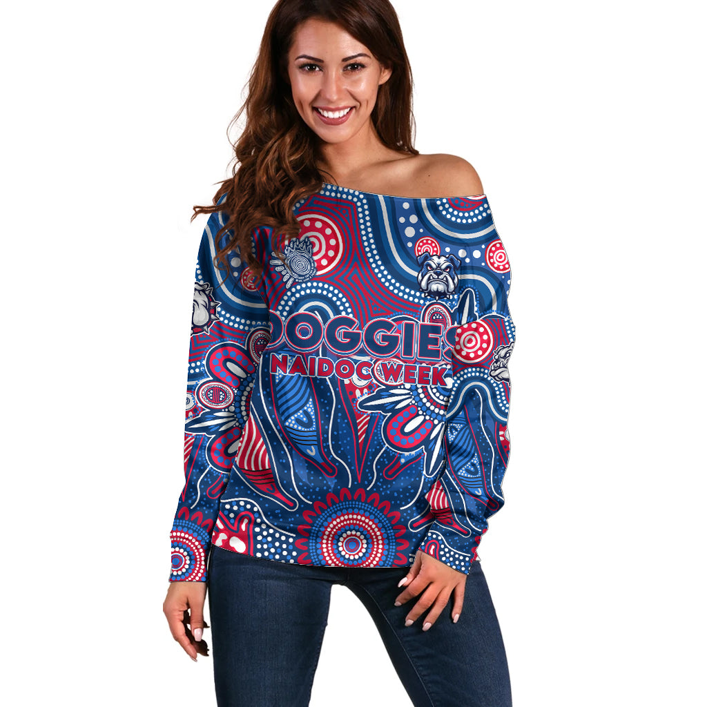 Personalised Bulldogs NAIDOC Week 2024 Off Shoulder Sweater Aussie Aboriginal Art