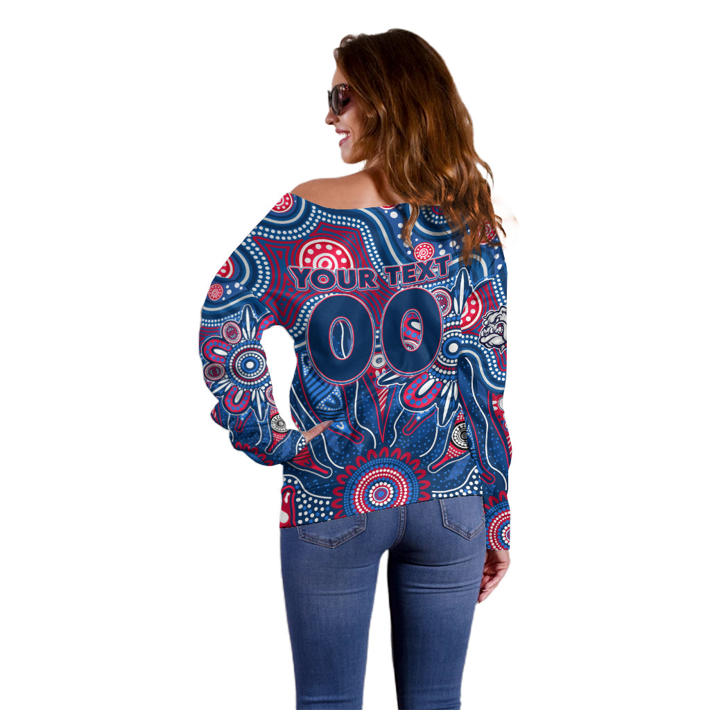 Personalised Bulldogs NAIDOC Week 2024 Off Shoulder Sweater Aussie Aboriginal Art