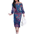 Personalised Bulldogs NAIDOC Week 2024 Off The Shoulder Long Sleeve Dress Aussie Aboriginal Art
