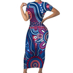 Personalised Bulldogs NAIDOC Week 2024 Short Sleeve Bodycon Dress Aussie Aboriginal Art