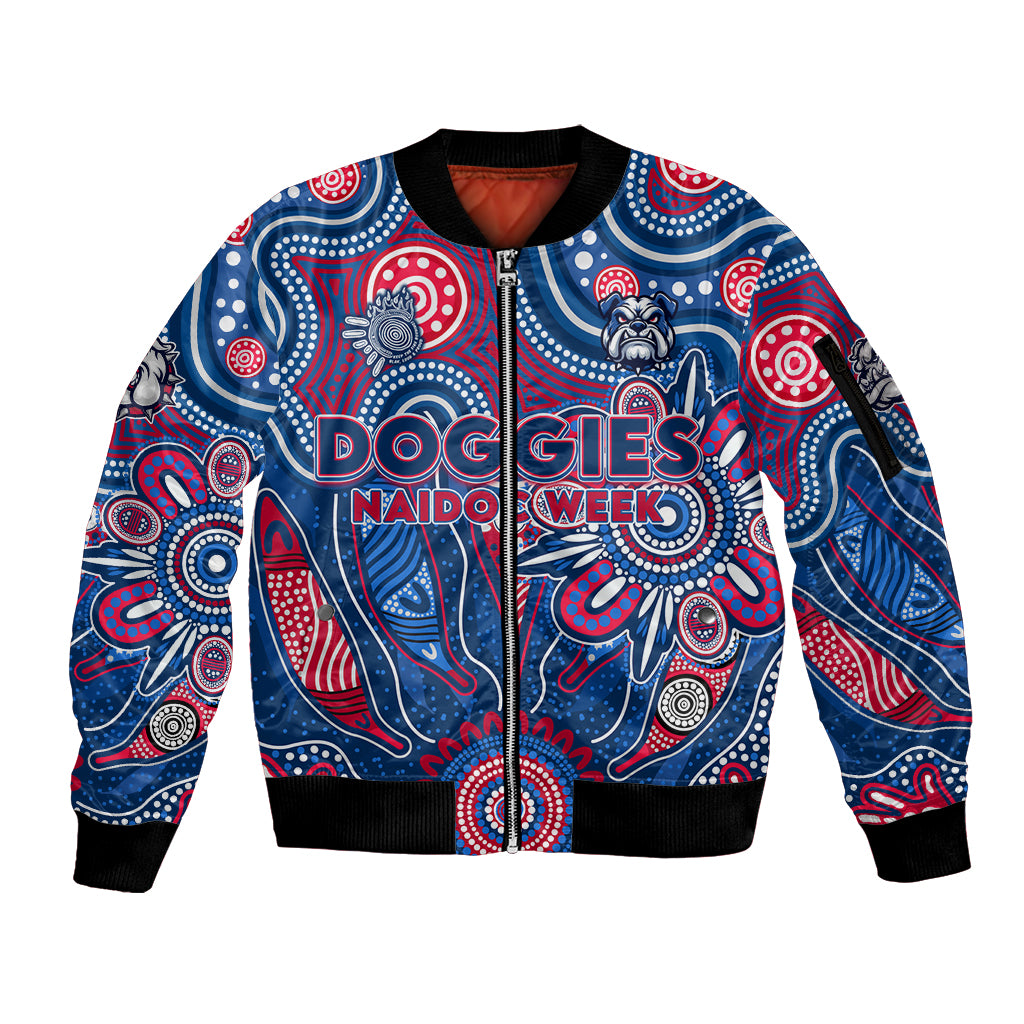 Personalised Bulldogs NAIDOC Week 2024 Sleeve Zip Bomber Jacket Aussie Aboriginal Art
