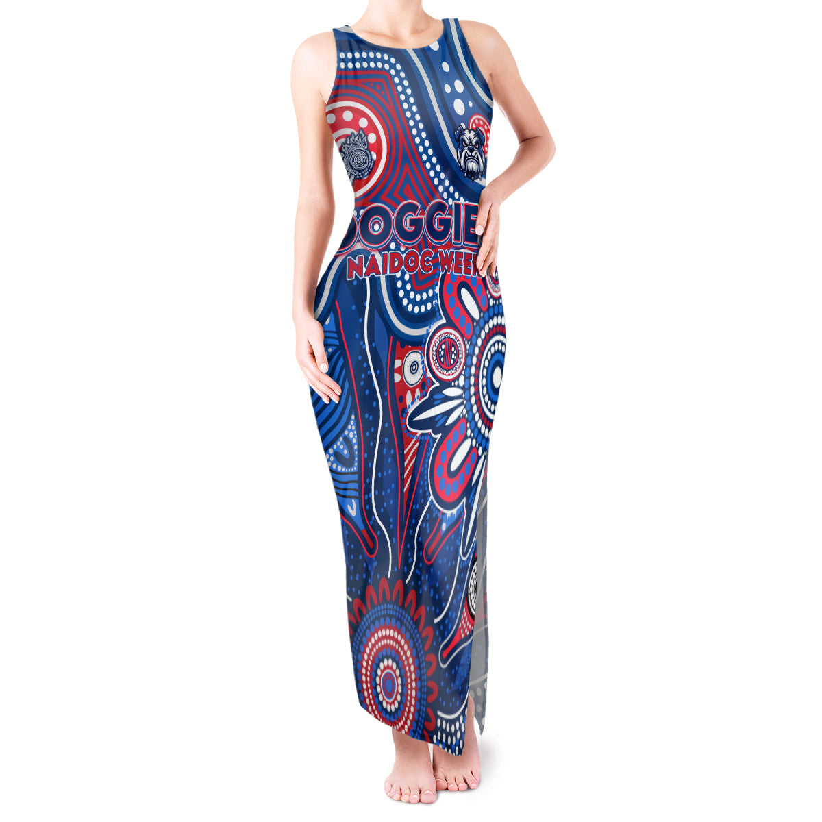 Personalised Bulldogs NAIDOC Week 2024 Tank Maxi Dress Aussie Aboriginal Art
