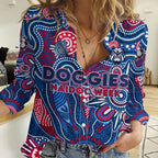 Personalised Bulldogs NAIDOC Week 2024 Women Casual Shirt Aussie Aboriginal Art