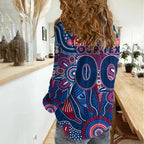 Personalised Bulldogs NAIDOC Week 2024 Women Casual Shirt Aussie Aboriginal Art