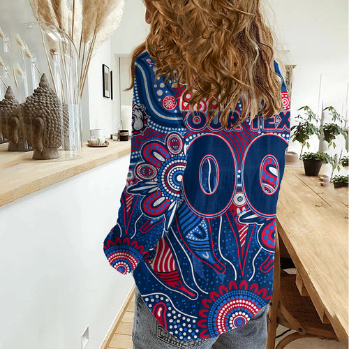 Personalised Bulldogs NAIDOC Week 2024 Women Casual Shirt Aussie Aboriginal Art