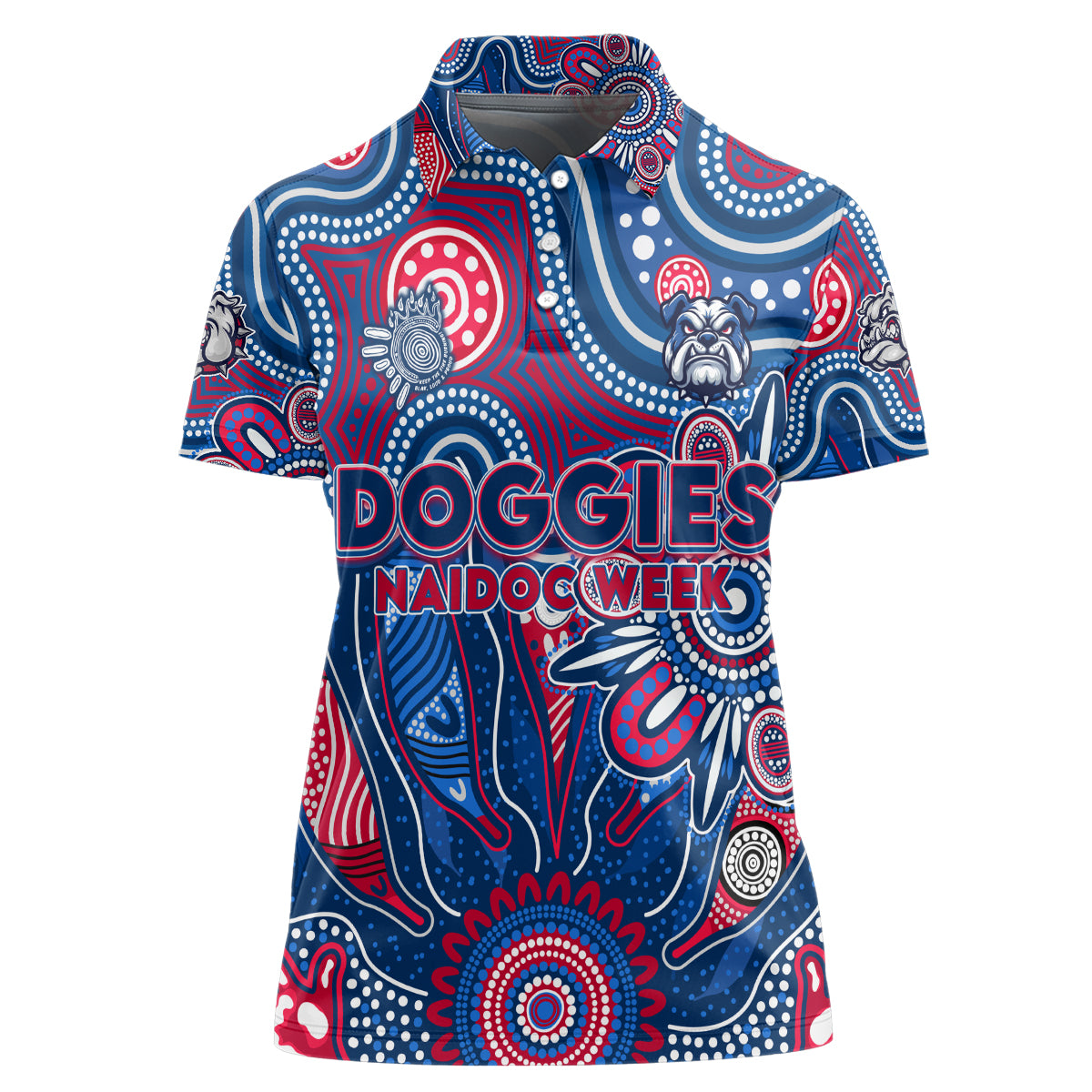 Personalised Bulldogs NAIDOC Week 2024 Women Polo Shirt Aussie Aboriginal Art