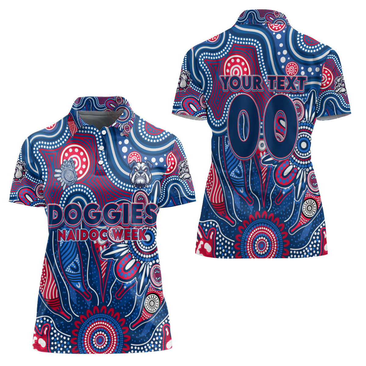 Personalised Bulldogs NAIDOC Week 2024 Women Polo Shirt Aussie Aboriginal Art