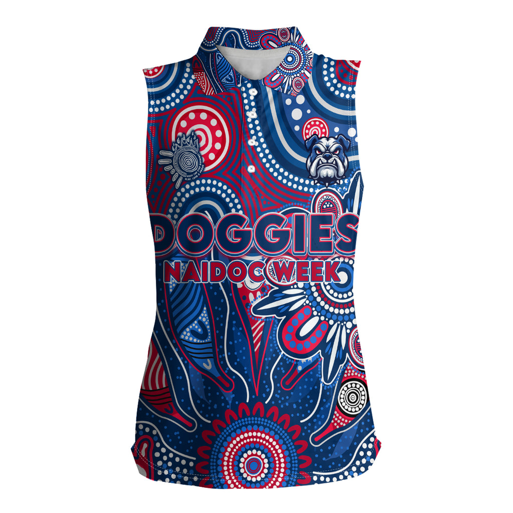 Personalised Bulldogs NAIDOC Week 2024 Women Sleeveless Polo Shirt Aussie Aboriginal Art