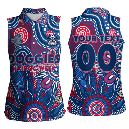Personalised Bulldogs NAIDOC Week 2024 Women Sleeveless Polo Shirt Aussie Aboriginal Art