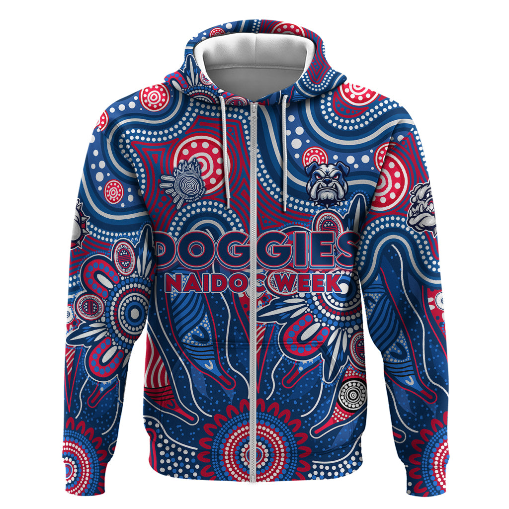 Personalised Bulldogs NAIDOC Week 2024 Zip Hoodie Aussie Aboriginal Art