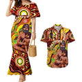 Custom Australia Father's Day Couples Matching Mermaid Dress and Hawaiian Shirt Aboriginal Father and Son