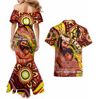 Custom Australia Father's Day Couples Matching Mermaid Dress and Hawaiian Shirt Aboriginal Father and Son