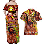 Custom Australia Father's Day Couples Matching Off Shoulder Maxi Dress and Hawaiian Shirt Aboriginal Father and Son
