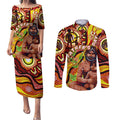 Custom Australia Father's Day Couples Matching Puletasi and Long Sleeve Button Shirt Aboriginal Father and Son