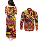 Custom Australia Father's Day Couples Matching Puletasi and Long Sleeve Button Shirt Aboriginal Father and Son