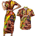 Custom Australia Father's Day Couples Matching Short Sleeve Bodycon Dress and Hawaiian Shirt Aboriginal Father and Son