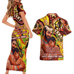 Custom Australia Father's Day Couples Matching Short Sleeve Bodycon Dress and Hawaiian Shirt Aboriginal Father and Son