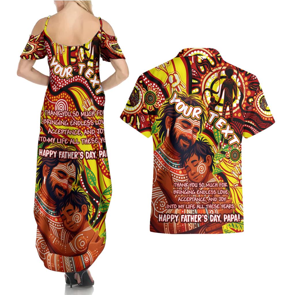 Custom Australia Father's Day Couples Matching Summer Maxi Dress and Hawaiian Shirt Aboriginal Father and Son