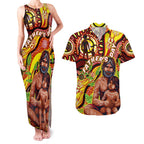 Custom Australia Father's Day Couples Matching Tank Maxi Dress and Hawaiian Shirt Aboriginal Father and Son