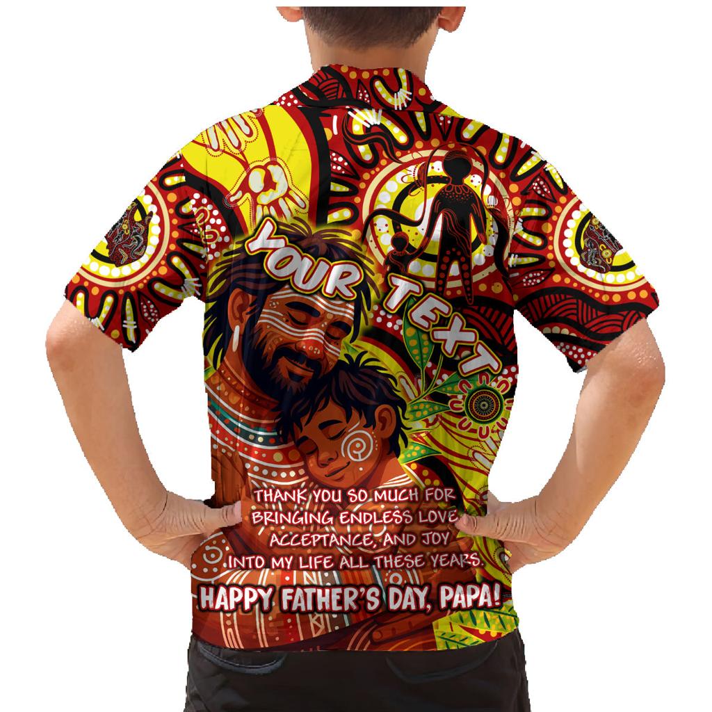 Custom Australia Father's Day Family Matching Mermaid Dress and Hawaiian Shirt Aboriginal Father and Son