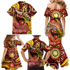 Custom Australia Father's Day Family Matching Mermaid Dress and Hawaiian Shirt Aboriginal Father and Son